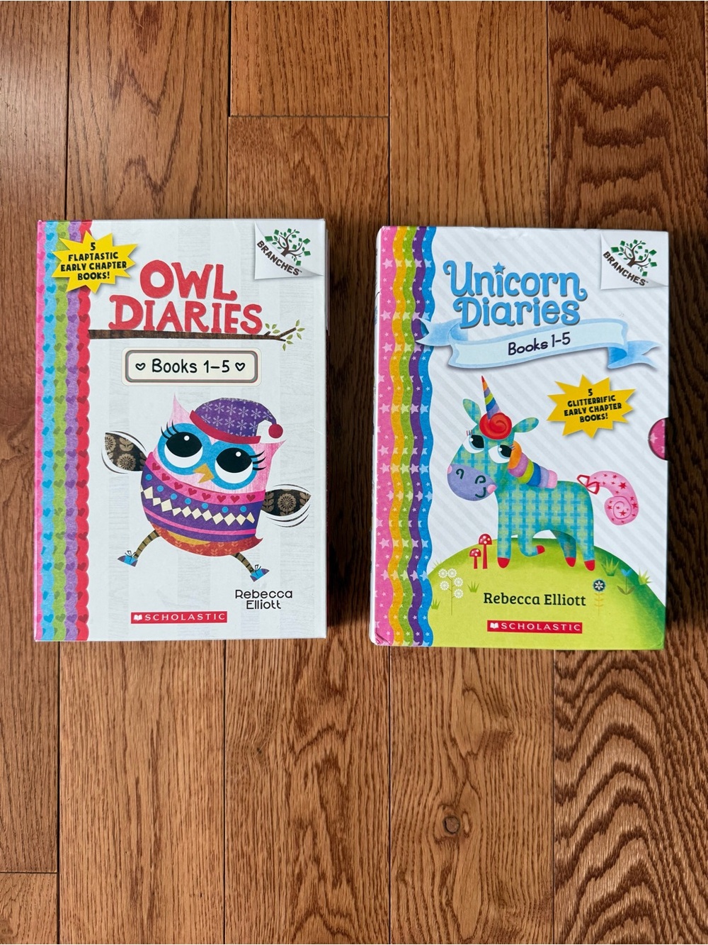 Owl diaries books 1-5 and Unicorn diaries books 1-5